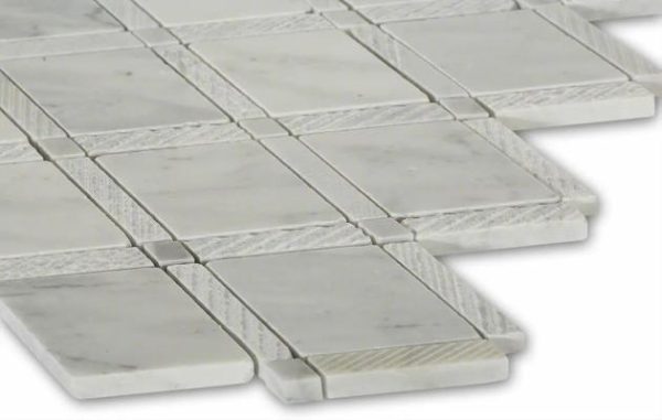 Carrara | 1 sq. ft. Imperial Carrara White Polished Textured Marble Mosaic Tile Carrara Carrara Carrara