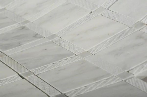 Carrara | 1 sq. ft. Imperial Carrara White Polished Textured Marble Mosaic Tile Carrara Carrara Carrara