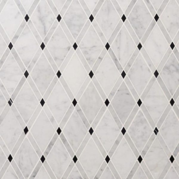 Carrara | 1 sq. ft. Imperial Pavo Gray Blend Polished Marble Mosaic Tile Pavo Carrara Carrara