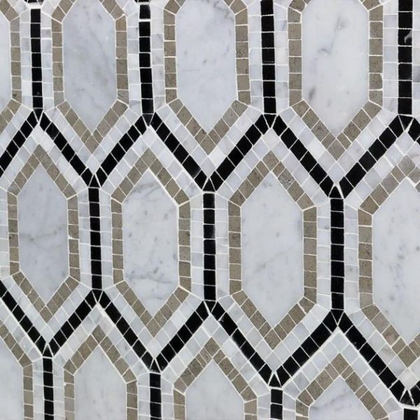 Carrara | 1 sq. ft. Infinity Carrara & Lagos Hexagon Marble Polished Mosaic Tile Carrara Carrara Carrara