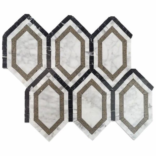 Carrara | 1 sq. ft. Infinity Carrara & Lagos Hexagon Marble Polished Mosaic Tile Carrara Carrara Carrara