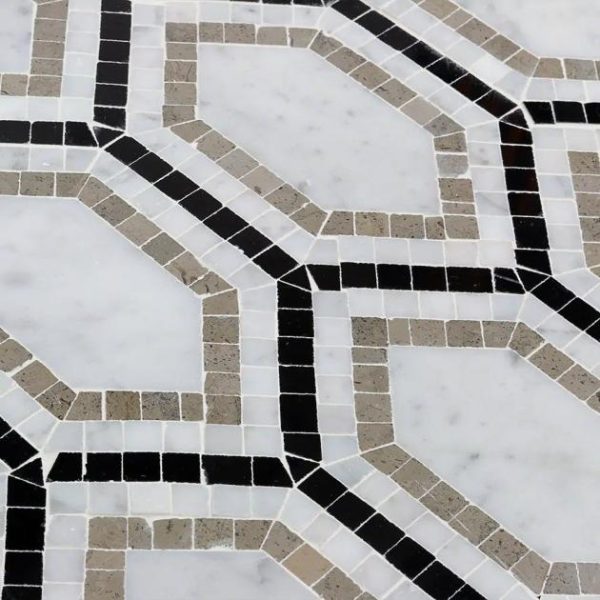 Carrara | 1 sq. ft. Infinity Carrara & Lagos Hexagon Marble Polished Mosaic Tile Carrara Carrara Carrara