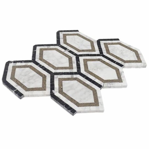 Carrara | 1 sq. ft. Infinity Carrara & Lagos Hexagon Marble Polished Mosaic Tile Carrara Carrara Carrara