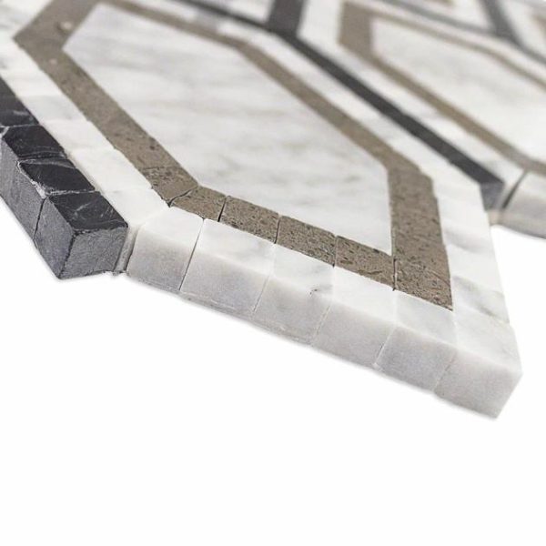 Carrara | 1 sq. ft. Infinity Carrara & Lagos Hexagon Marble Polished Mosaic Tile Carrara Carrara Carrara