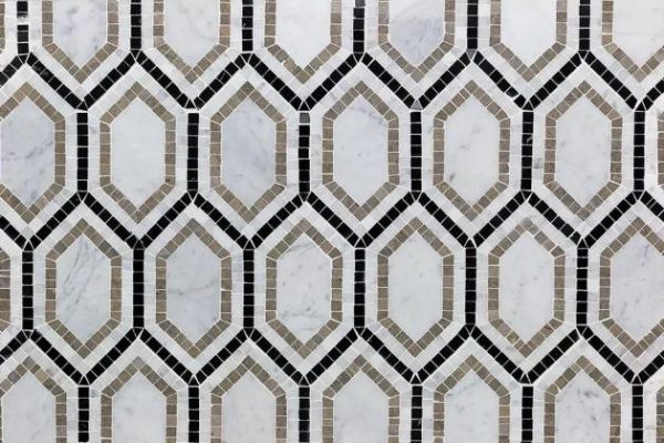 Carrara | 1 sq. ft. Infinity Carrara & Lagos Hexagon Marble Polished Mosaic Tile Carrara Carrara Carrara