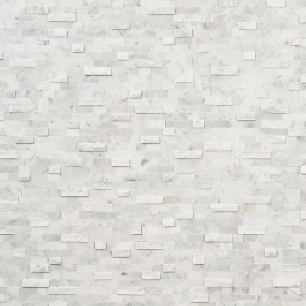 Carrara | 1 sq. ft. Mini Brick LPS White Peel & Stick Self Adhesive Polished Stone Mosaic Tile White Carrara Carrara