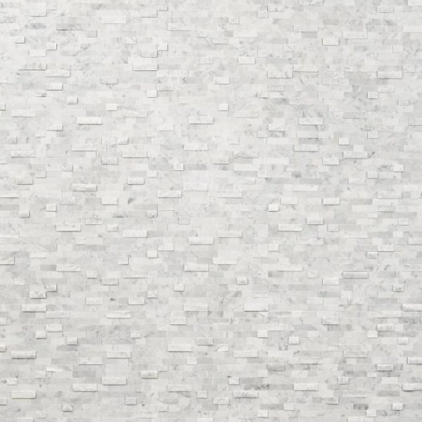 Carrara | 1 sq. ft. Mini Brick LPS White Peel & Stick Self Adhesive Polished Stone Mosaic Tile White Carrara Carrara