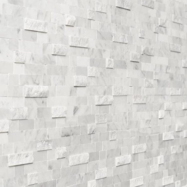 Carrara | 1 sq. ft. Mini Brick LPS White Peel & Stick Self Adhesive Polished Stone Mosaic Tile White Carrara Carrara