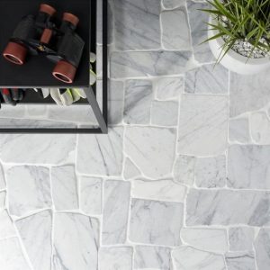 Carrara | 1 sq. ft. Nature Flagstone Jumbo Carrara Honed Marble Mosaic Tile Carrara Carrara Carrara