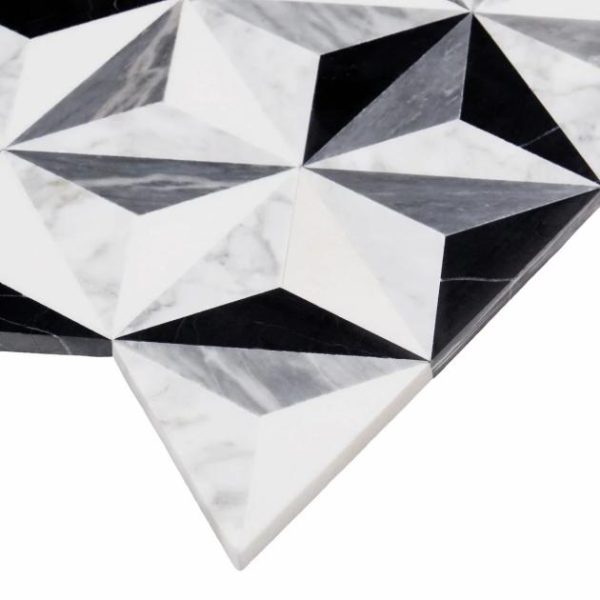 Carrara | 1 sq. ft. Phantasm Tuxedo Black and White Polished Marble Mosaic Tile Black & White Carrara Black & White