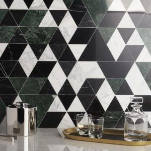 Carrara | 1 sq. ft. Prism Verdone Green Marble Mosaic Tile Verdone Carrara Carrara