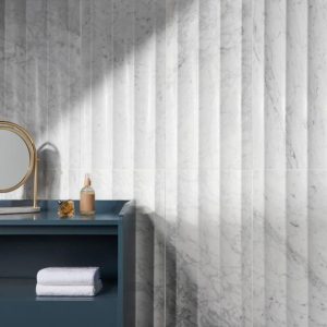 Carrara | 1 sq. ft. Stonework Fluted Carrara White 12×24 3D Honed Marble Tile Fluted Carrara Carrara Carrara