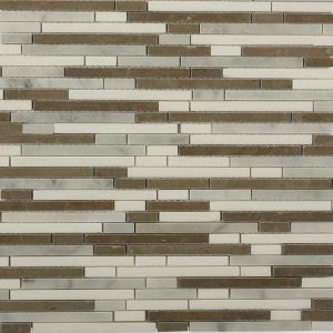 Carrara | 1 sq. ft. Torpedo Alaskan Blend Marble Polished Mosaic Tile Alaskan Blend Carrara Alaskan Blend