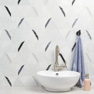 Carrara | 1 sq. ft. Tres Grigio 5×6 Polished Marble Mosaic Tile Grigio Carrara Carrara