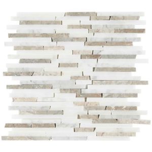 Carrara | 1 sq. ft. Vanilla Chai Cracked Joint Brick Marble Polished Mosaic Tile Vanilla Chai Carrara Carrara