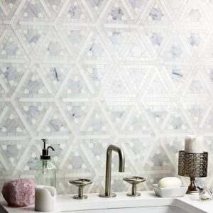 Carrara | 1 sq. ft. Winter Fresco White Polished Marble Mosaic Tile Carrara Carrara