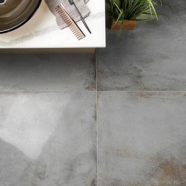 Commercial Floor | 1 sq. ft. Angela Harris Flatiron Gray 24×48 Semi-Polished Porcelain Tile Gray Semi-Polished Bathroom Bathroom