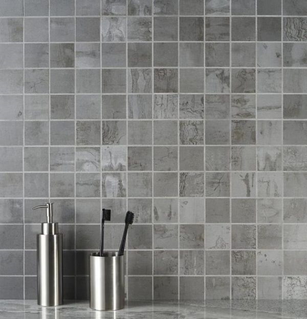 Commercial Floor | 1 sq. ft. Angela Harris Inspira Steel Gray 2×2 Matte Porcelain Mosaic Tile Steel Bathroom Bathroom