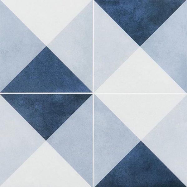 Commercial Floor | 1 sq. ft. Art Geo Cement Deco Blue 8×8 Matte Porcelain Tile: Pattern 2 Deco Navy Bathroom Bathroom