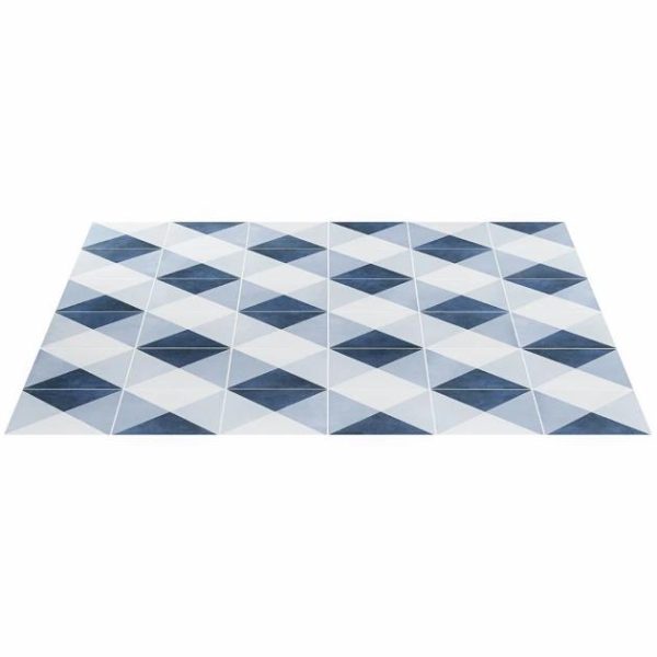 Commercial Floor | 1 sq. ft. Art Geo Cement Deco Blue 8×8 Matte Porcelain Tile: Pattern 2 Deco Navy Bathroom Bathroom