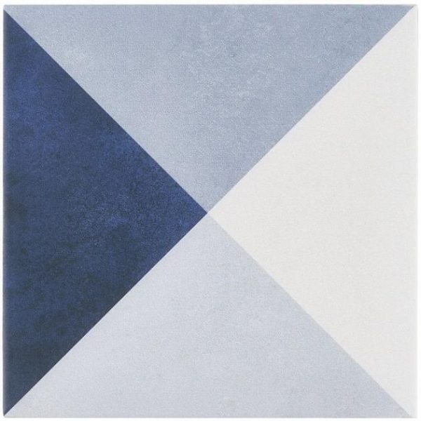 Commercial Floor | 1 sq. ft. Art Geo Cement Deco Blue 8×8 Matte Porcelain Tile: Pattern 2 Deco Navy Bathroom Bathroom