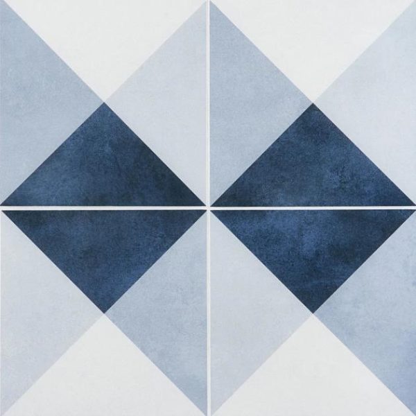 Commercial Floor | 1 sq. ft. Art Geo Cement Deco Blue 8×8 Matte Porcelain Tile: Pattern 3 Deco Navy Commercial Floor Commercial Floor