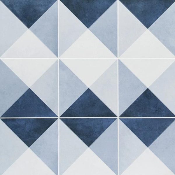 Commercial Floor | 1 sq. ft. Art Geo Cement Deco Blue 8×8 Matte Porcelain Tile: Pattern 3 Deco Navy Commercial Floor Commercial Floor