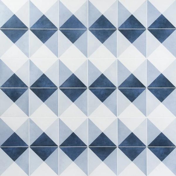 Commercial Floor | 1 sq. ft. Art Geo Cement Deco Blue 8×8 Matte Porcelain Tile: Pattern 3 Deco Navy Commercial Floor Commercial Floor