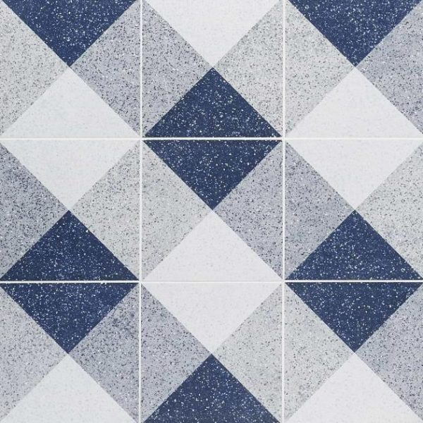 Commercial Floor | 1 sq. ft. Art Geo Terrazzo Deco Blue 8×8 Matte Porcelain Tile: Pattern 2 Terrazzo Deco Navy Commercial Floor Commercial Floor