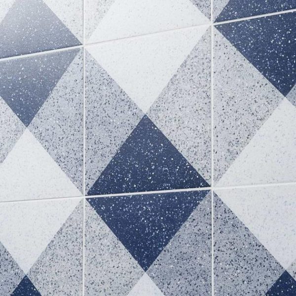 Commercial Floor | 1 sq. ft. Art Geo Terrazzo Deco Blue 8×8 Matte Porcelain Tile: Pattern 2 Terrazzo Deco Navy Commercial Floor Commercial Floor