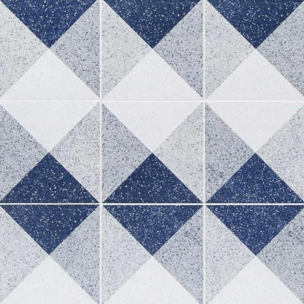 Commercial Floor | 1 sq. ft. Art Geo Terrazzo Deco Blue 8×8 Matte Porcelain Tile: Pattern 3 Deco Navy Commercial Floor Commercial Floor