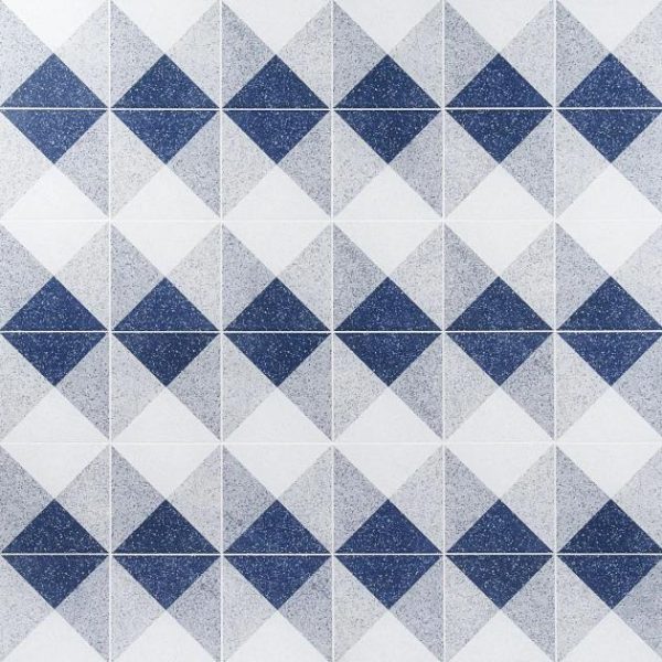 Commercial Floor | 1 sq. ft. Art Geo Terrazzo Deco Blue 8×8 Matte Porcelain Tile: Pattern 3 Deco Navy Commercial Floor Commercial Floor