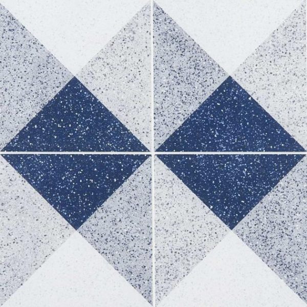 Commercial Floor | 1 sq. ft. Art Geo Terrazzo Deco Blue 8×8 Matte Porcelain Tile: Pattern 3 Deco Navy Commercial Floor Commercial Floor