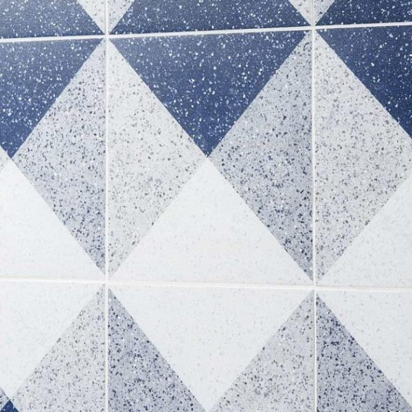 Commercial Floor | 1 sq. ft. Art Geo Terrazzo Deco Blue 8×8 Matte Porcelain Tile: Pattern 3 Deco Navy Commercial Floor Commercial Floor