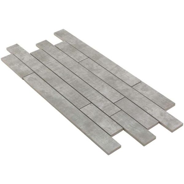 Commercial Floor | 1 sq. ft. Basic Roadway Cement Grigio Gray Matte Brick Shape Porcelain Mosaic Tile Cement Grigio Bathroom Bathroom