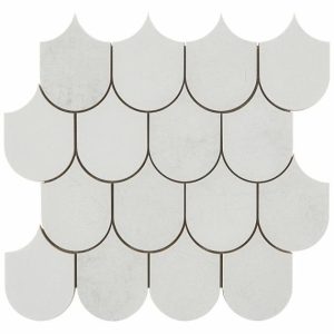 Commercial Floor | 1 sq. ft. Bond Palladium Light Gray Fishscale Plume Matte Porcelain Mosaic Tile Palladium Bathroom Bathroom