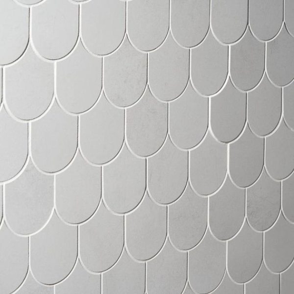 Commercial Floor | 1 sq. ft. Bond Palladium Light Gray Fishscale Plume Matte Porcelain Mosaic Tile Palladium Bathroom Bathroom