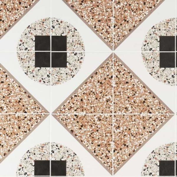 Commercial Floor | 1 sq. ft. Chips Deco Terracotta Multicolor 8×8 Terrazzo Look Matte Porcelain Tile Deco Terracotta Bathroom Bathroom