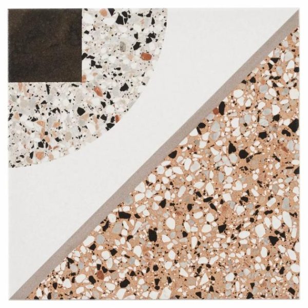 Commercial Floor | 1 sq. ft. Chips Deco Terracotta Multicolor 8×8 Terrazzo Look Matte Porcelain Tile Deco Terracotta Bathroom Bathroom