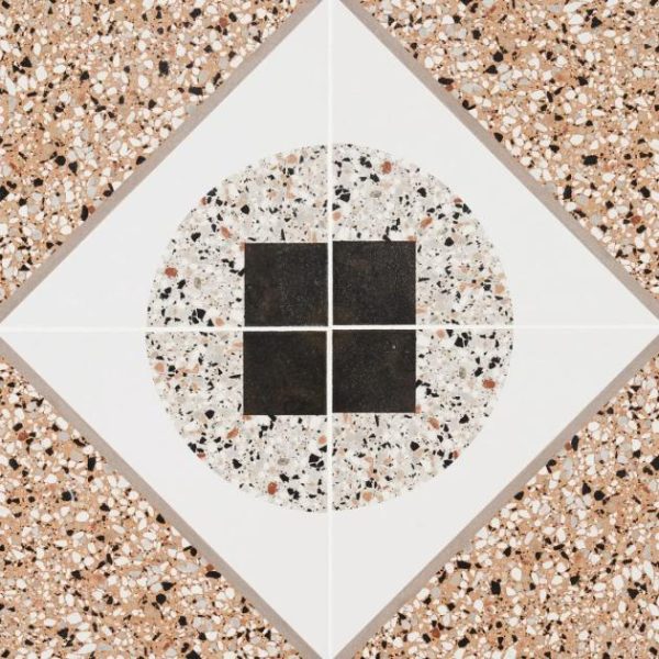 Commercial Floor | 1 sq. ft. Chips Deco Terracotta Multicolor 8×8 Terrazzo Look Matte Porcelain Tile Deco Terracotta Bathroom Bathroom