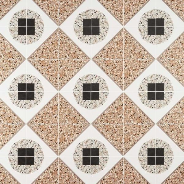 Commercial Floor | 1 sq. ft. Chips Deco Terracotta Multicolor 8×8 Terrazzo Look Matte Porcelain Tile Deco Terracotta Bathroom Bathroom