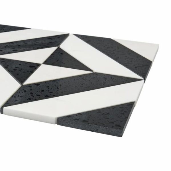 Commercial Floor | 1 sq. ft. Cleopatra Diagonal Pepper Black Terrazzo and Bianco White Marble Polished Mosaic Tile Diagonal Pepper Black Backsplash & Kitchen Backsplash & Kitchen