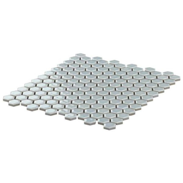 Commercial Floor | 1 sq. ft. Eden Modern Gray Rimmed 1″ Hexagon Polished Porcelain Mosaic Gray Bathroom Bathroom