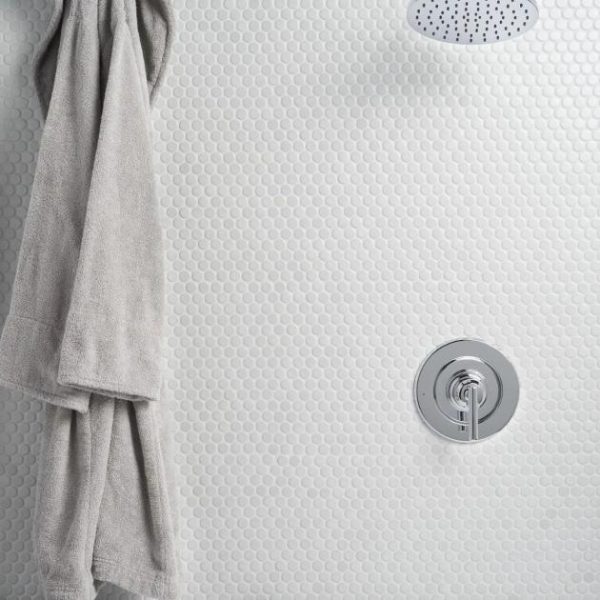 Commercial Floor | 1 sq. ft. Eden White 1″ Penny Round Matte Porcelain Mosaic Matte White Bathroom Bathroom