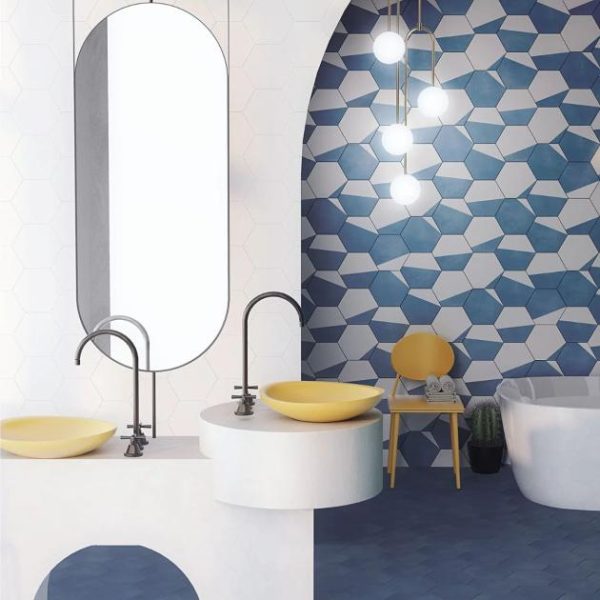 Commercial Floor | 1 sq. ft. HexArt Pop Azul 8″ Hexagon Matte Porcelain Tile Pop Azul 8 Bathroom Bathroom