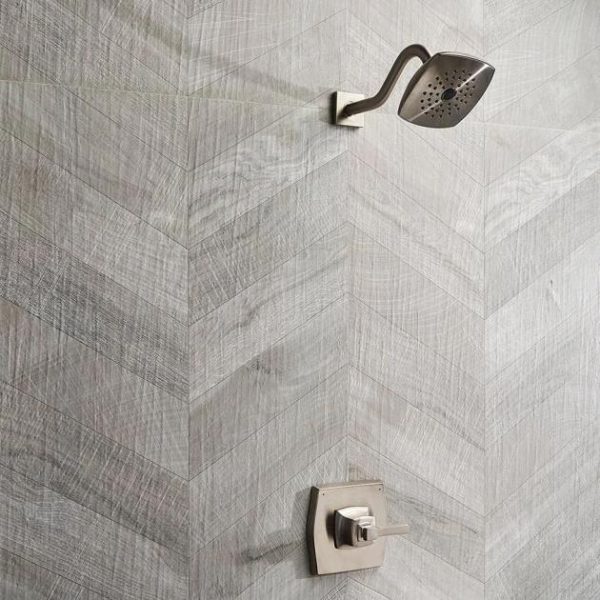 Commercial Floor | 1 sq. ft. Kenridge Chevron Gray 24×48 Wood Look Matte Porcelain Tile Gray Bathroom Bathroom