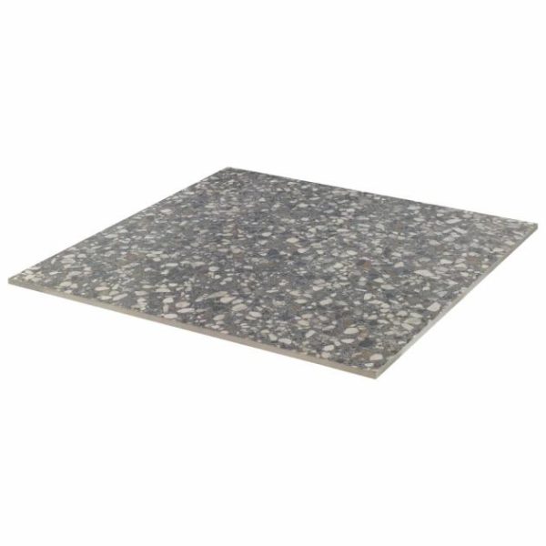 Commercial Floor | 1 sq. ft. Kobe Flakes Charcoal Gray 24×24 Terrazzo Look Matte Porcelain Tile Charcoal Gray Bathroom Bathroom