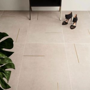 Commercial Floor | 1 sq. ft. Lines Brass Inlay Greige 24×48 Matte Porcelain Tile with Matte Finish and Brass Lines Inlay Greige Bathroom Bathroom