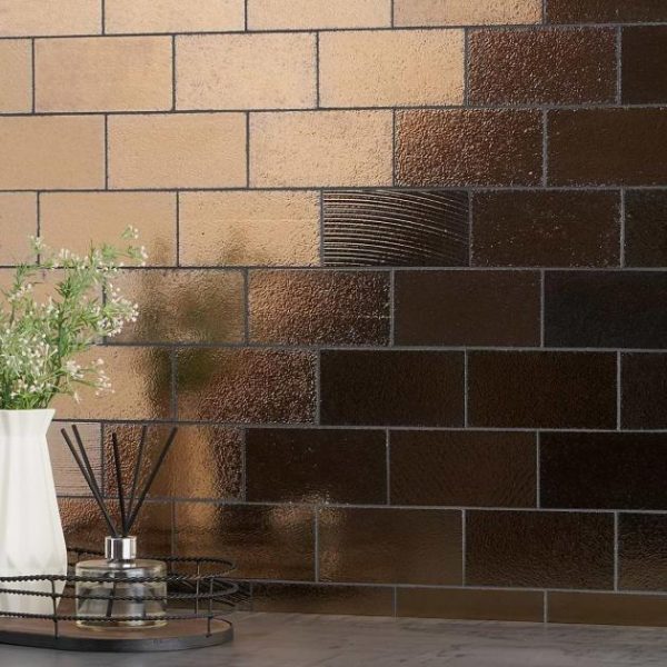 Commercial Floor | 1 sq. ft. Magma Brick Bronze 3×6″ Polished Lava Stone Tile Brick Bathroom Bathroom