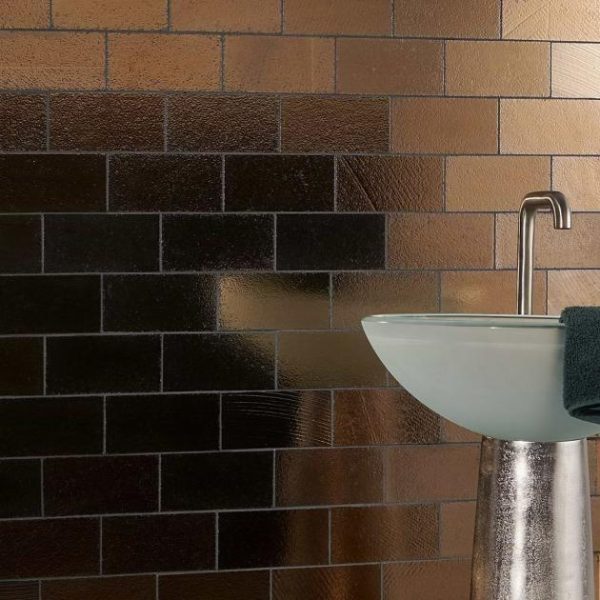 Commercial Floor | 1 sq. ft. Magma Brick Bronze 3×6″ Polished Lava Stone Tile Brick Bathroom Bathroom